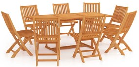 vidaXL 9 részes tömör tíkfa kerti étkezőgarnitúra