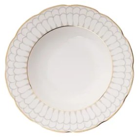 24 darabos elegáns fehér-arany porcelán étkészlet