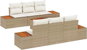 vidaXL Kerti Kanapé Szett párnával 7 pcs Bézs Poli rattan