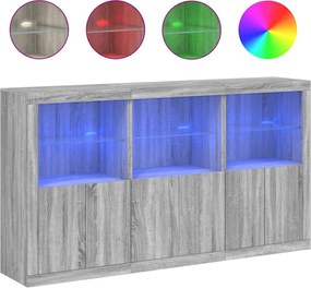 vidaXL szürke sonoma színű tálalószekrény LED-ekkel 181,5x37x100 cm