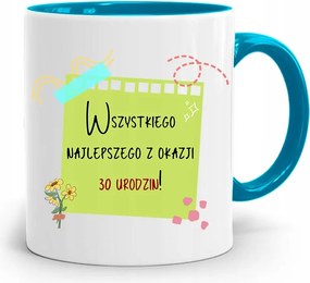 Születésnapra 30 30-es 30-as Bögre Kék Ajándék fényképes nyomattal
