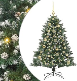 vidaXL Mű karácsonyfa 150 LED-del Zöld 150 cm PVC és Műanyag és Acél