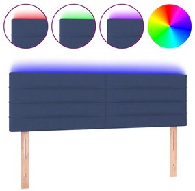 kék szövet LED-es fejtámla 144x5x78/88 cm