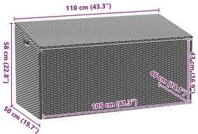 fekete polyrattan kerti tárolóláda 110x50x58 cm