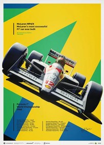 Művészeti nyomat McLaren MP4/4 - Ayrton Senna - San Marino GP - 35th Anniversary - 1988, Automobilist