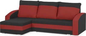 KING Kinyitható sarokkanapé Fekete/piros