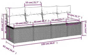vidaXL 4 személyes barna polyrattan kerti kanapé párnával