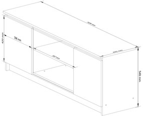 TV asztal Dariel  (fehér + fényes grafit). 1069773