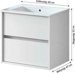 RODO fürdőszoba mosdószekrény + mosdó 60 cm matt fehér (összeszerelve)