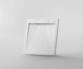 Zuhanytálca - kőhatású, strukturált pala - kompozit ásvány - Viva ES - matt fehér - 90 x 90 x 3 cm