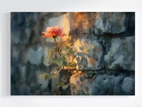 Canvas Vászonkép Lazac Rózsa Kő Fal Nosztalgia 120 x 80