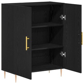 Oldalszekrény Fekete Tölgy 69,5x34x90 cm Műanyag Fa