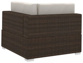 3 részes barna polyrattan kerti kanapészett párnákkal