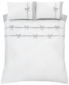 Fehér-szürke kétszemélyes-hosszabbított ágyneműhuzat 230x220 cm Milo Bow – Catherine Lansfield