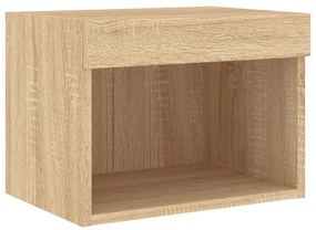 4 darab sonoma tölgy színű falra szerelhető TV-szekrény LED-del