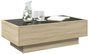 Sonoma tölgy szerelt fa dohányzóasztal LED-del 90 x 50 x 30 cm