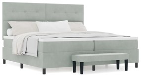 Box Spring Ágy Matraccal és Paddal Világosszürkében 200x200 cm Bársony