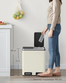 SORT hulladékgyűjtő tartály 30l (2×15l), bézs/ezüst/fekete SongmicsHome