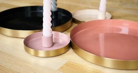 MARAKESH gyertyatartó fém tálca 12cm, fekete