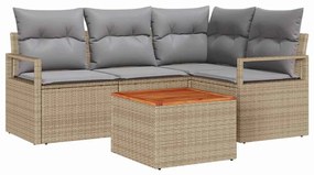 vidaXL Kerti Kanapé Szett párnával 5 pcs Bézs polirattan