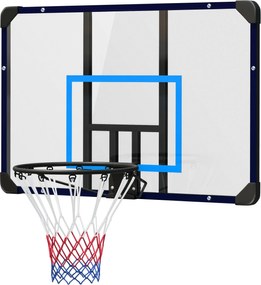 SPORTNOW Kosárlabda Gyűrű Támlával, Kültéri Kosárlabdához Ø45 cm Acél Káva és Háló, Fali Rögzítés, Kosárlabda Fiataloknak és Felnőtteknek, Kék | Aosom