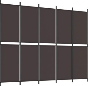 vidaXL 5 paneles barna szövet paraván 250x200 cm
