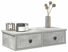 Falipolc fiókokkal betonszürke 60x25x15 cm műszaki fa