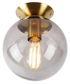 Art Deco mennyezeti lámpa rézzel és füstüveggel - Pallon