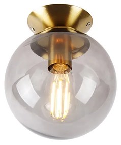 Art deco mennyezeti lámpa sárgaréz füstüveggel - Pallon