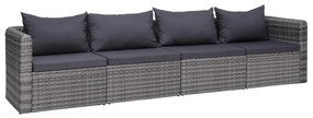 4-részes szürke polyrattan kerti ülőgarnitúra párnákkal