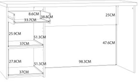 Íróasztal GINO fehér/sonoma tölgy