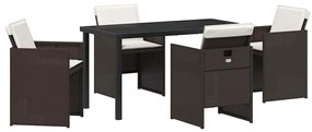 vidaXL Kert étkező szett párnával 5 pcs Barna polirattan