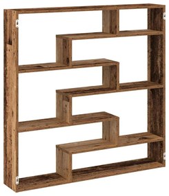 antik fa színű szerelt fa fali kockapolc 7 rekeszes színű