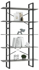 5 szintes betonszürke szerelt fa könyvszekrény 100x30x175 cm