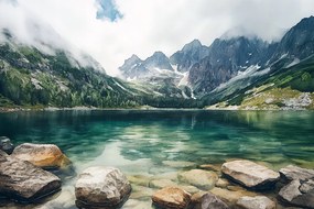 Fotótapéta Flizelina Tájkép Hegyek Tátra Hó Köd Tó 416x254 ragasztó