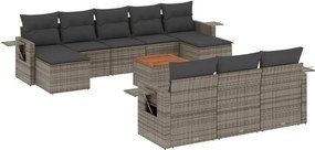 vidaXL 11 részes szürke polyrattan kerti ülőgarnitúra párnákkal