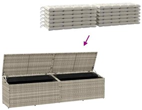 világosszürke polyrattan kerti tárolóláda 220x50x58 cm
