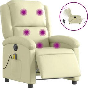 vidaXL krémszínű valódi bőr elektromos dönthető masszázsfotel