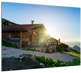 Kép - reggel az Alpokban, Tirol (üvegen) (70x50 cm)