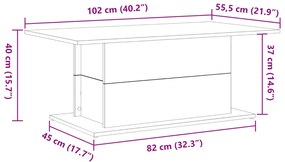 Fekete Tölgy Kávézóasztal 102x55,5x40 cm Szerelt Fa