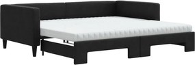 vidaXL fekete kihúzható szövet heverő matracokkal 100 x 200 cm