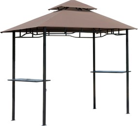 Outsunny Grill Pavilon Kert Canopy Grill Pavilon Erkély Pavilon Polcokkal Tűzálló Két Rétegű Tető Kávébarna 245 x 148 x 252 cm | Aosom