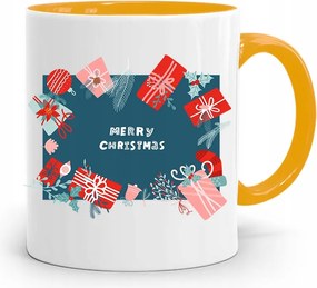 Sárga Karácsonyi Bögre Mikulásra, fényképes nyomtatással