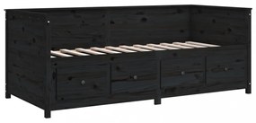 fekete tömör fenyőfa kanapéágy 90 x 200 cm