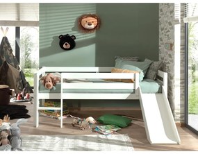 Pino fehér magasított gyerekágy csúszdával, 90 x 200 cm - Vipack