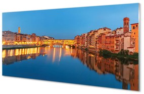 Akrilkép Olaszország folyami hidak épületek éjszaka 125x50 cm