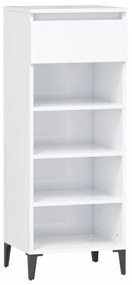 Magasfényű fehér szerelt fa cipőtartó 40x36x105 cm