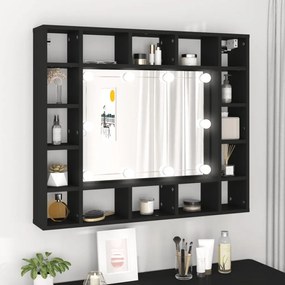 fekete LED-es tükrös szekrény 91x15x76,5 cm