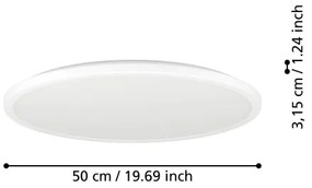 Eglo 901459-LED Dimmelhető fürdőszobai lámpa ROVITO-R 16,8W/230V átm. 50 cm IP44 fehér + távirányító