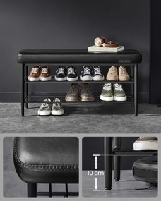 VASAGLE EKHO modern műbőr cipős pad, 100 cm, tintafekete